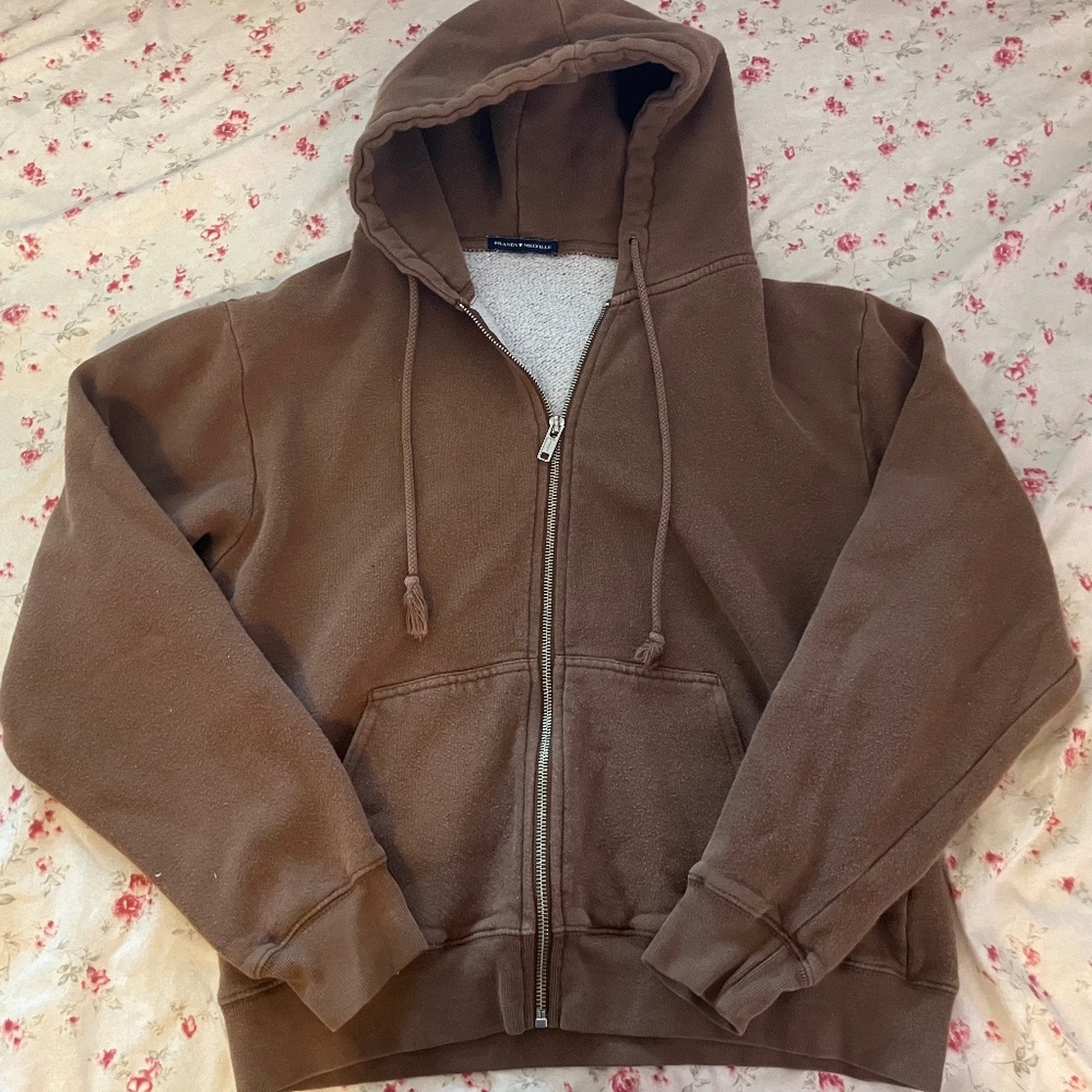 brandy melville brown zip up